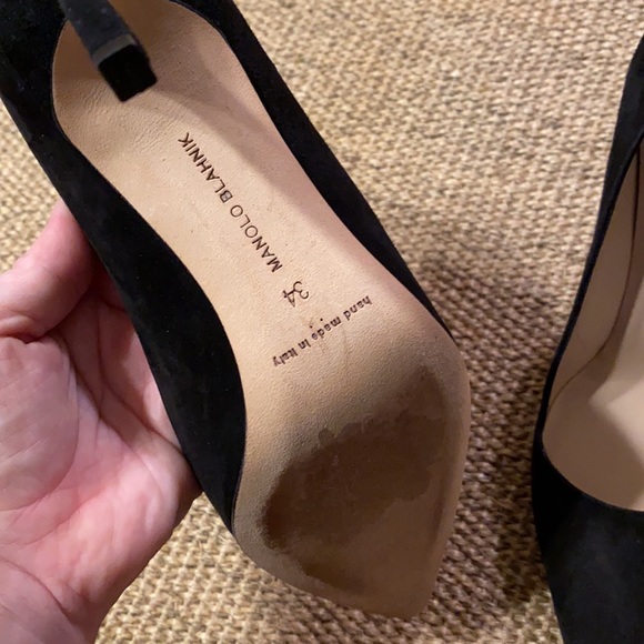 Sz 4 Manolo Blahnik BB 90 black suede pumps - Picture 9 of 10